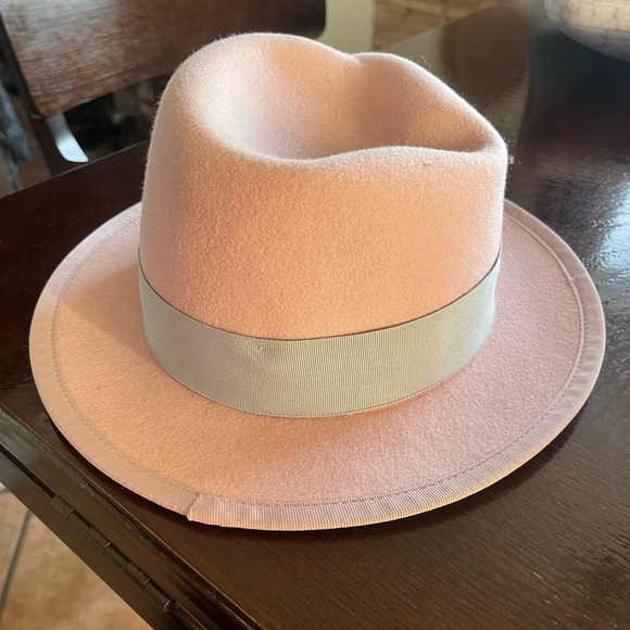 Talbots Pink Fedora Hat 100% wool - Picture 3 of 6